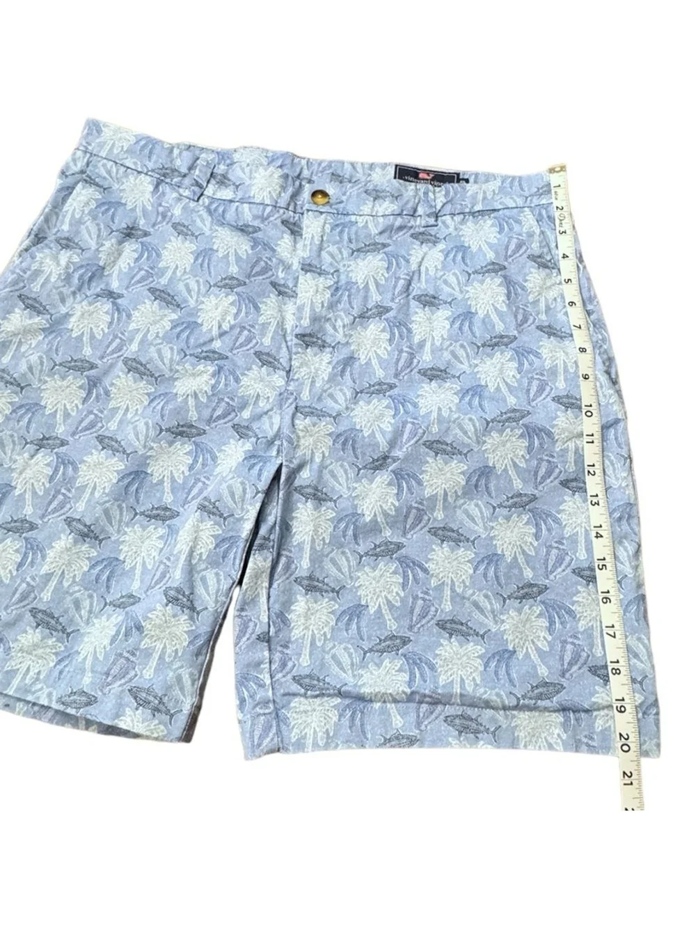 Vineyard Vines Breaker Shorts Blue Fish Palm Trees Tropical Beach Men’s Size 40